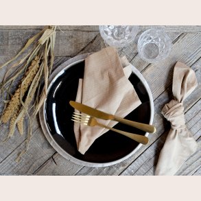 Chic Antique Stofserviet med striber, kamel, st med 4 stk