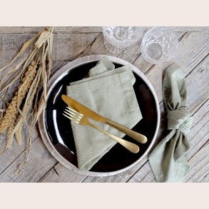 Chic Antique Stofserviet med striber, oliven, st med 4 stk