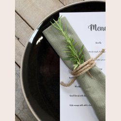 Chic Antique Stofserviet med striber, oliven, st med 4 stk