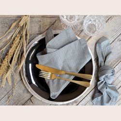 Chic Antique Stofserviet med striber, kul, st med 4 stk