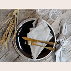 Chic Antique Stofserviet med striber, fransk gr, st med 4 stk