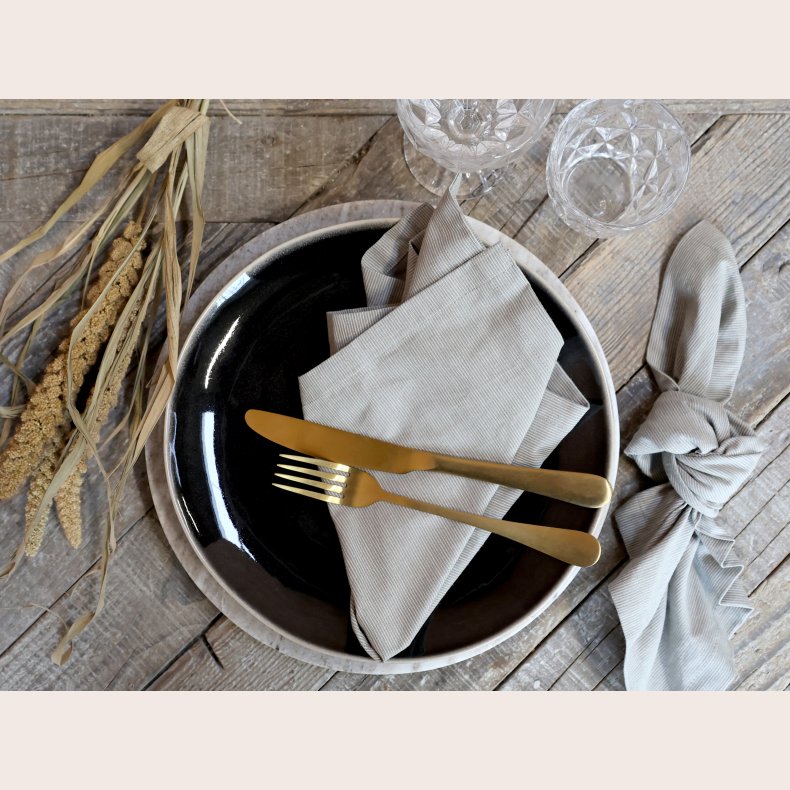 Chic Antique Stofserviet med striber, fransk gr, st med 4 stk