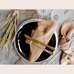 Chic Antique Stofserviet med revet kant, kamel, st med 4 stk