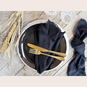 Chic Antique Stofserviet med revet kant, sort, st med 4 stk