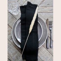 Chic Antique Stofserviet med revet kant, sort, st med 4 stk