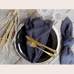 Chic Antique Stofserviet med revet kant, kul, st med 4 stk