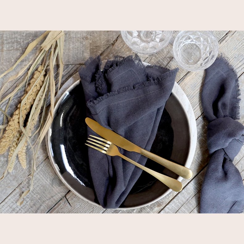 Chic Antique Stofserviet med revet kant, kul, st med 4 stk