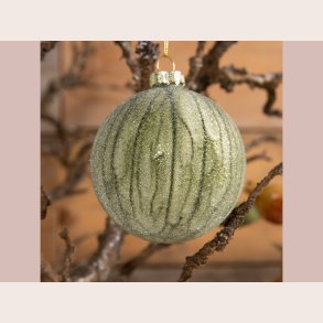 Julekugle med striber sart grn