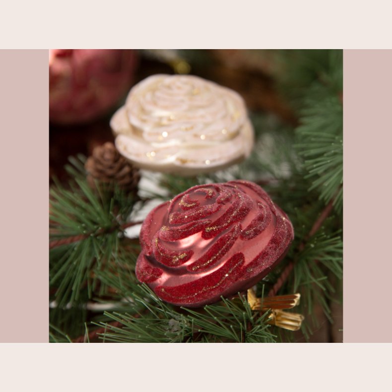 Glasblomst med clips r�d