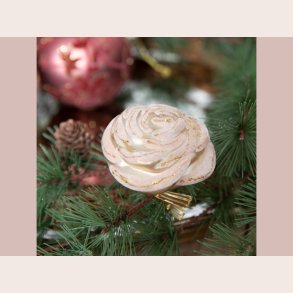 Glasblomst med clips creme