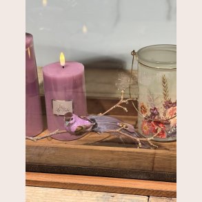LaVida Deko fugl med perle lilla