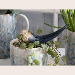 La Vida Dekofugl med clips guld/bl