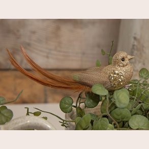 La Vida Dekofugl med clips guld/henna 