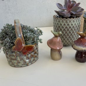 LaVida Keramik kurv med sommerfugl