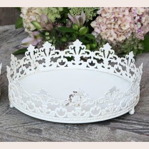 Chic Antique Fad med blondekant rund