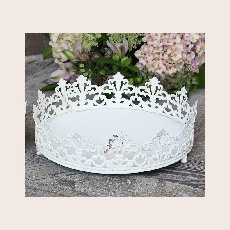 Chic Antique Fad med blondekant rund