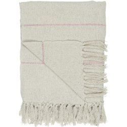 Ib Laursen Plaid Creme med pink striber p tvrs