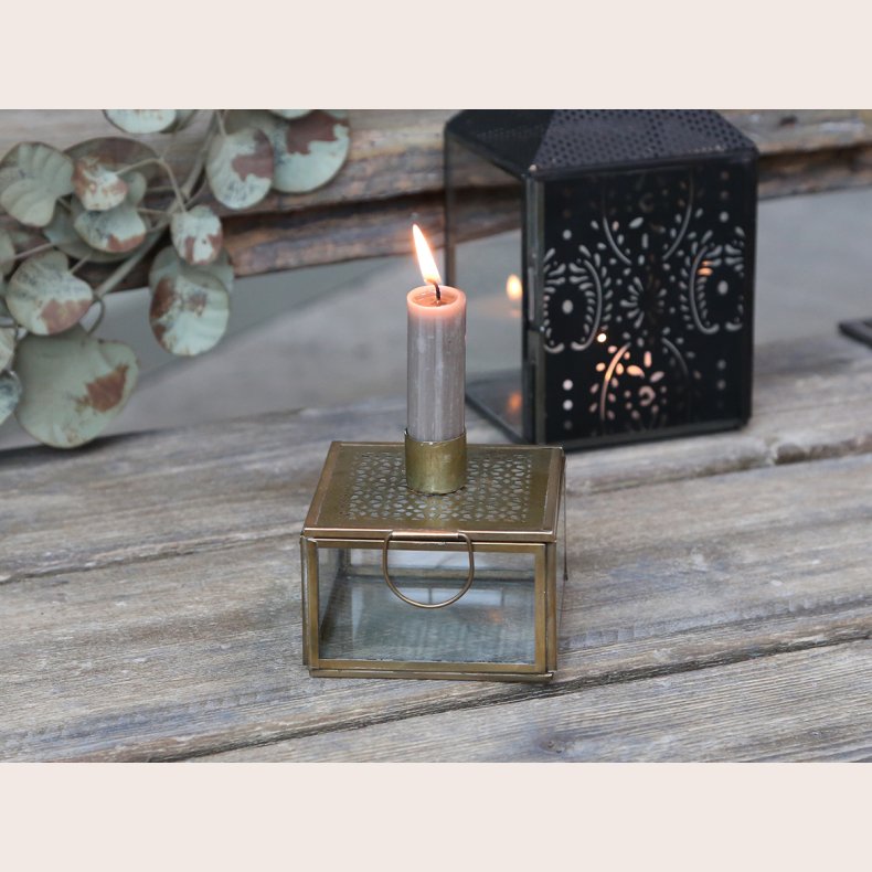 Chic Antique glasboks Stage til bedelys