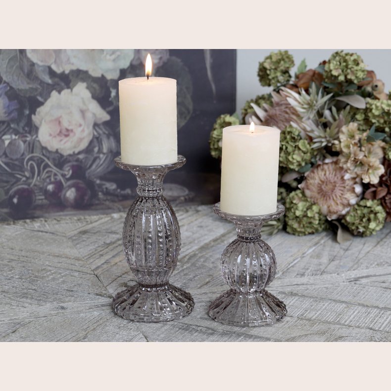 Chic Antique Lysestage med perlekant taupe