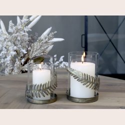 Chic Antique Fyrfadsstager med blad st med 2 stk