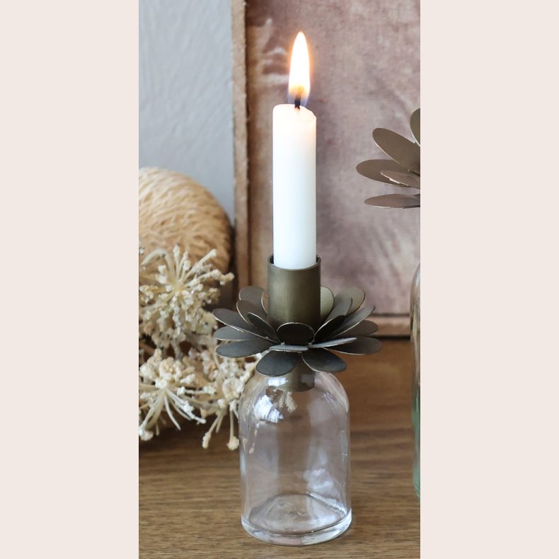 Chic Antique Glas flaske med lysholder til kertelys