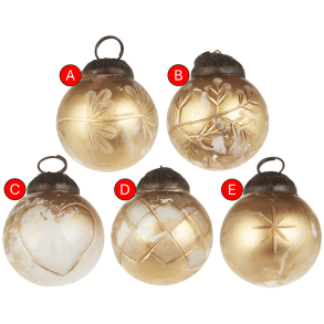 Ib Laursen Julekugle hvid/messinglook lille