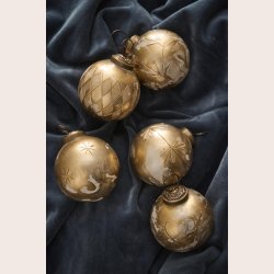 Ib Laursen Julekugle hvid/messinglook mellem