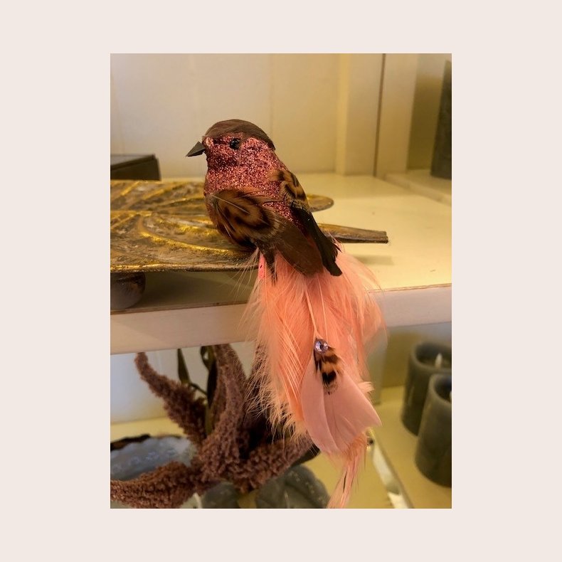 LaVida Deko fugl med perle pink