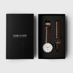 Karlsson armbndsur Minimal stl/hvid