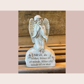 La Vida Engel p sten med solceller, antik hvid